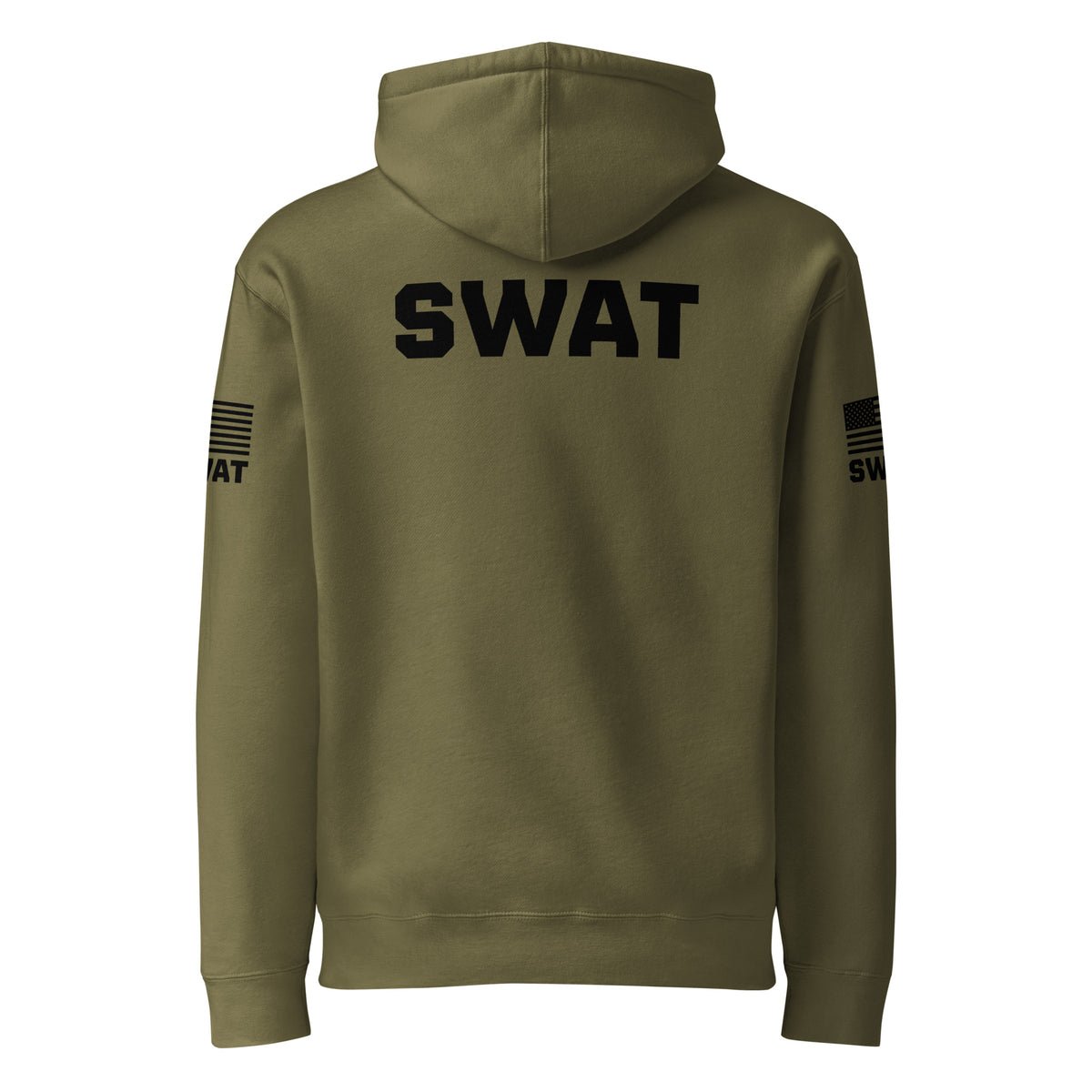 SWAT — Duty Wear Heavyweight Hoodie (Flag & Sleeve Identifier) — Army — Back view