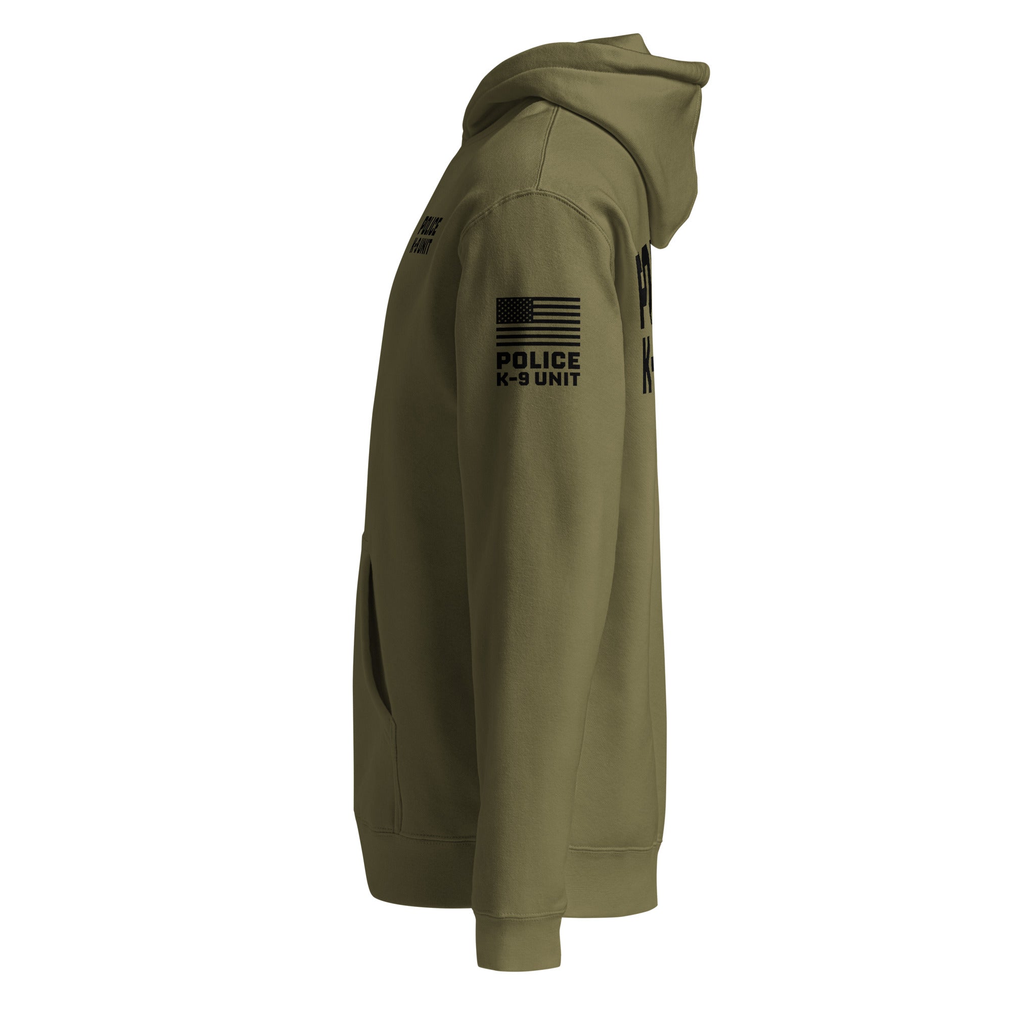 Police K-9 Unit - Heavyweight Duty Wear / RAID Hoodie (Flag & Sleeve Identifiers) in Army - left-side view