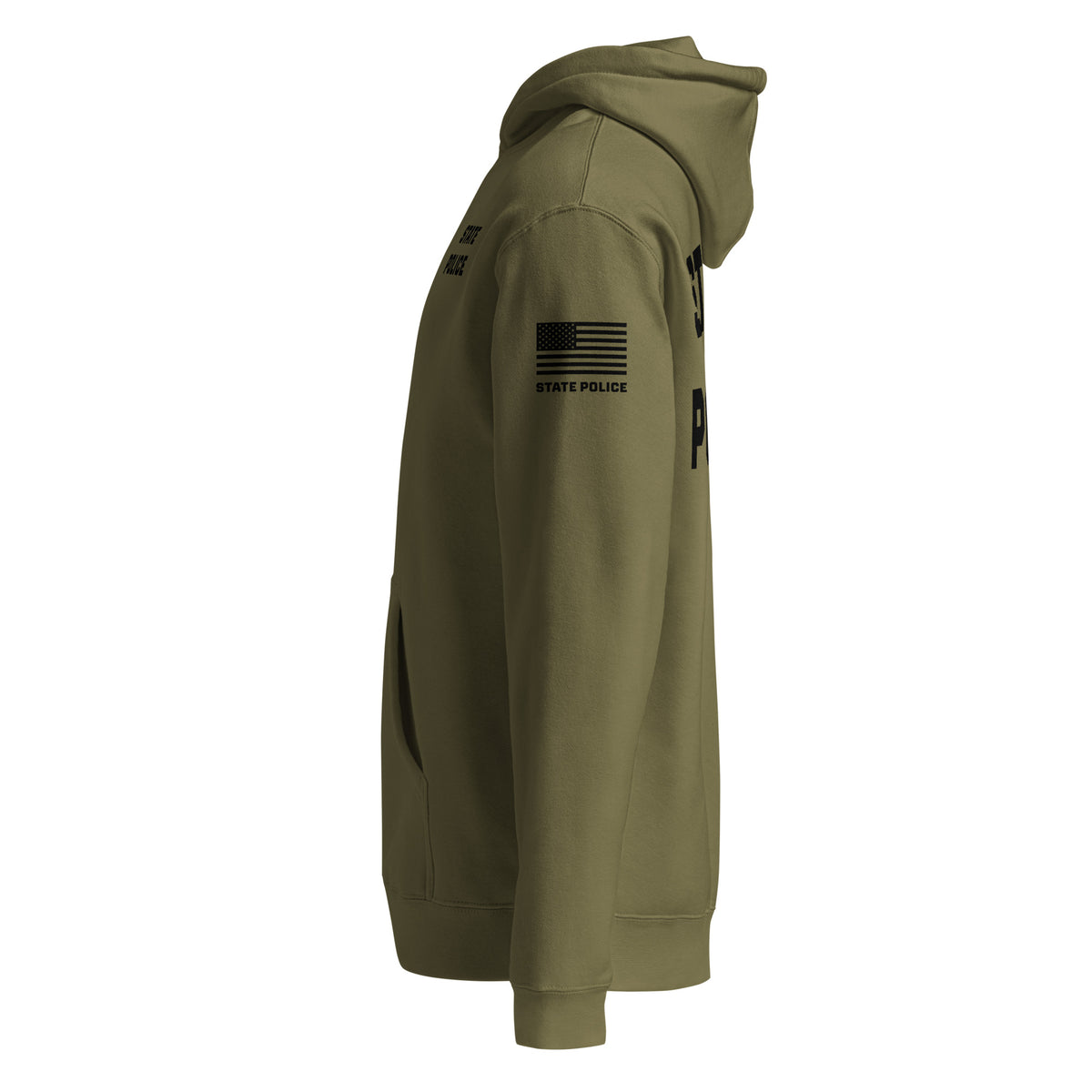 State Police — Duty Wear Heavyweight Hoodie (Flag & Sleeve Identifier) — Army — Left-side view