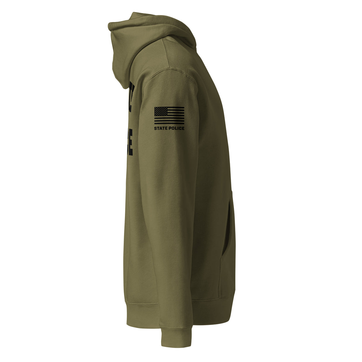 State Police — Duty Wear Heavyweight Hoodie (Flag & Sleeve Identifier) — Army — Right-side view