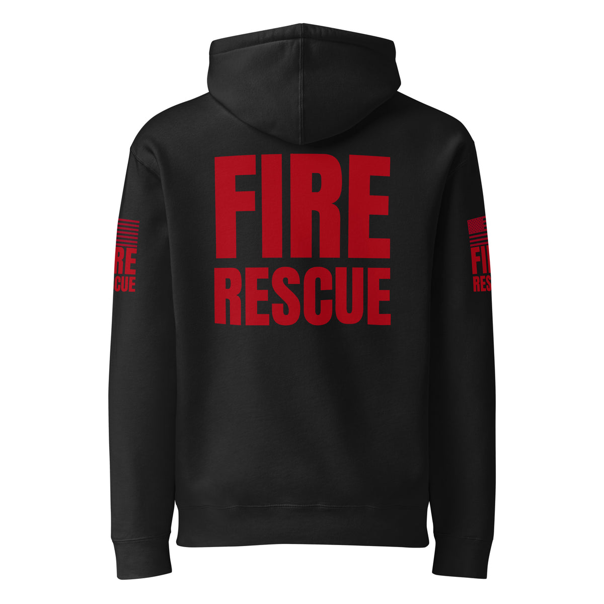 Fire Rescue — Duty Wear Heavyweight Hoodie, in Black, back view