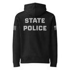 State Police — Duty Wear Heavyweight Hoodie (Flag & Sleeve Identifier) — Black — Back view