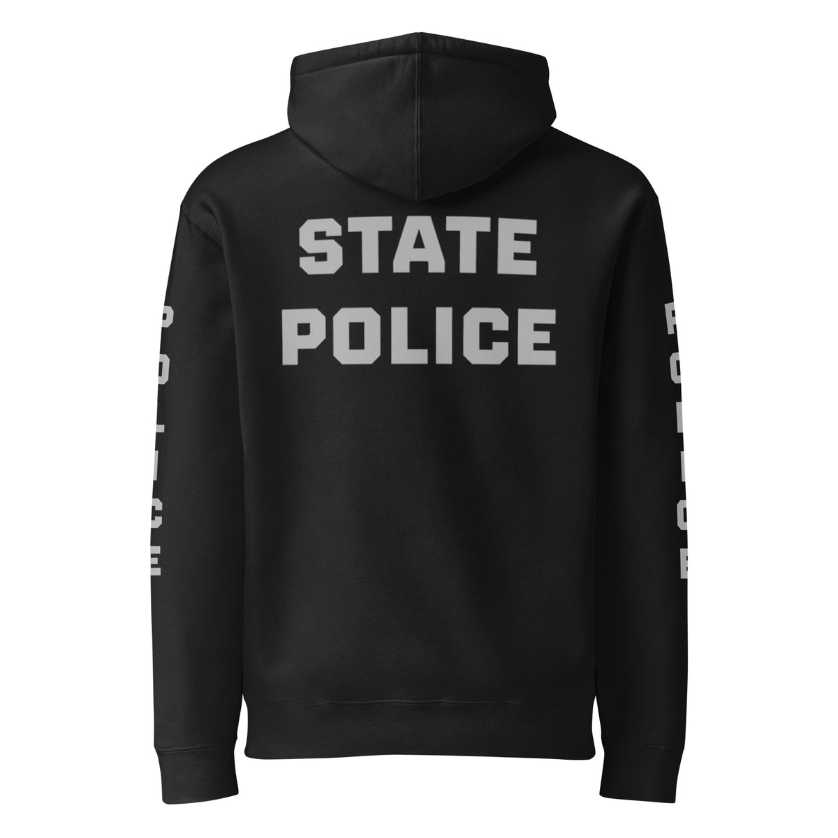State Police — Duty Wear Heavyweight Hoodie (Full Sleeve Identifier) — Black — Back view