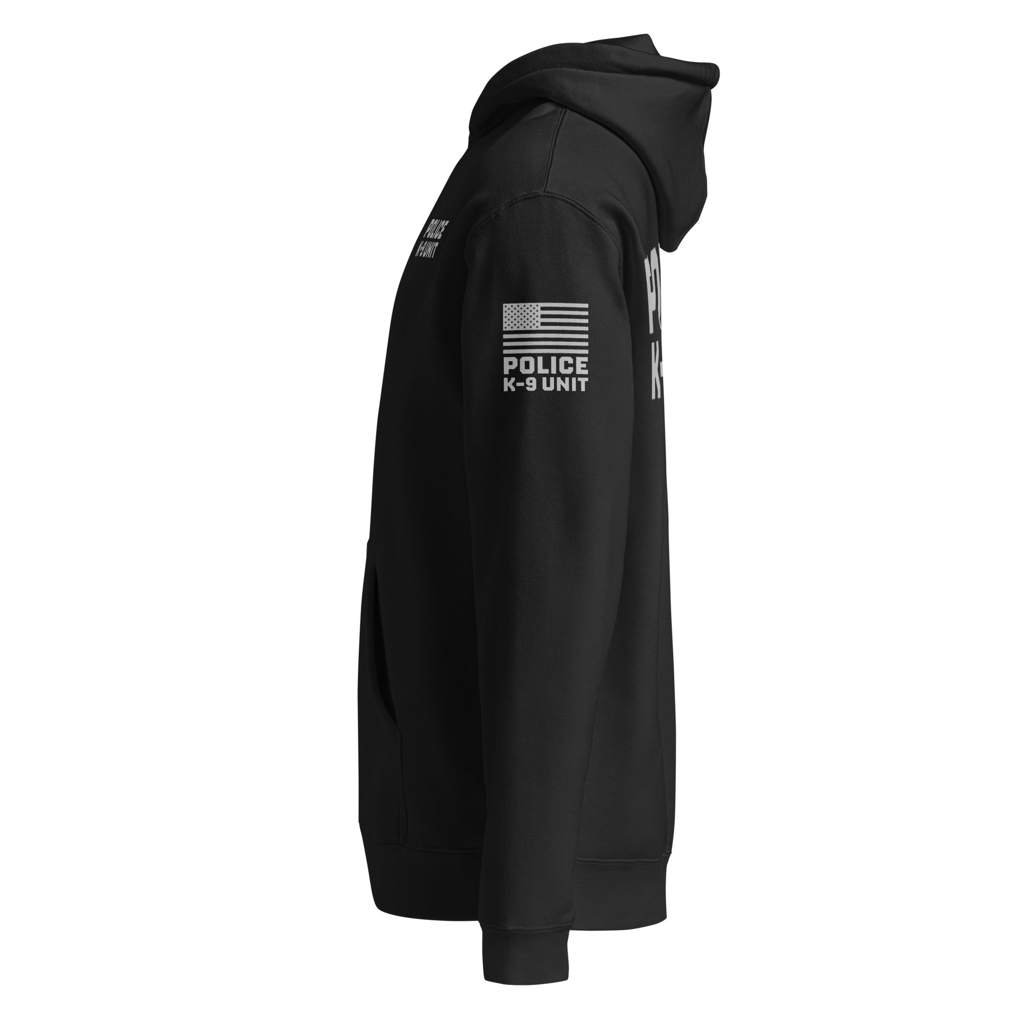 Police K-9 Unit - Heavyweight Duty Wear / RAID Hoodie (Flag & Sleeve Identifiers) in Black - left-side view