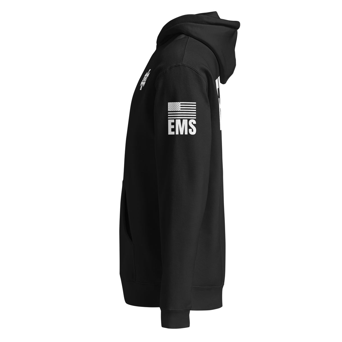EMS — Duty Wear Heavyweight Hoodie (Flag & Sleeve Identifier) — Black — Left-side view