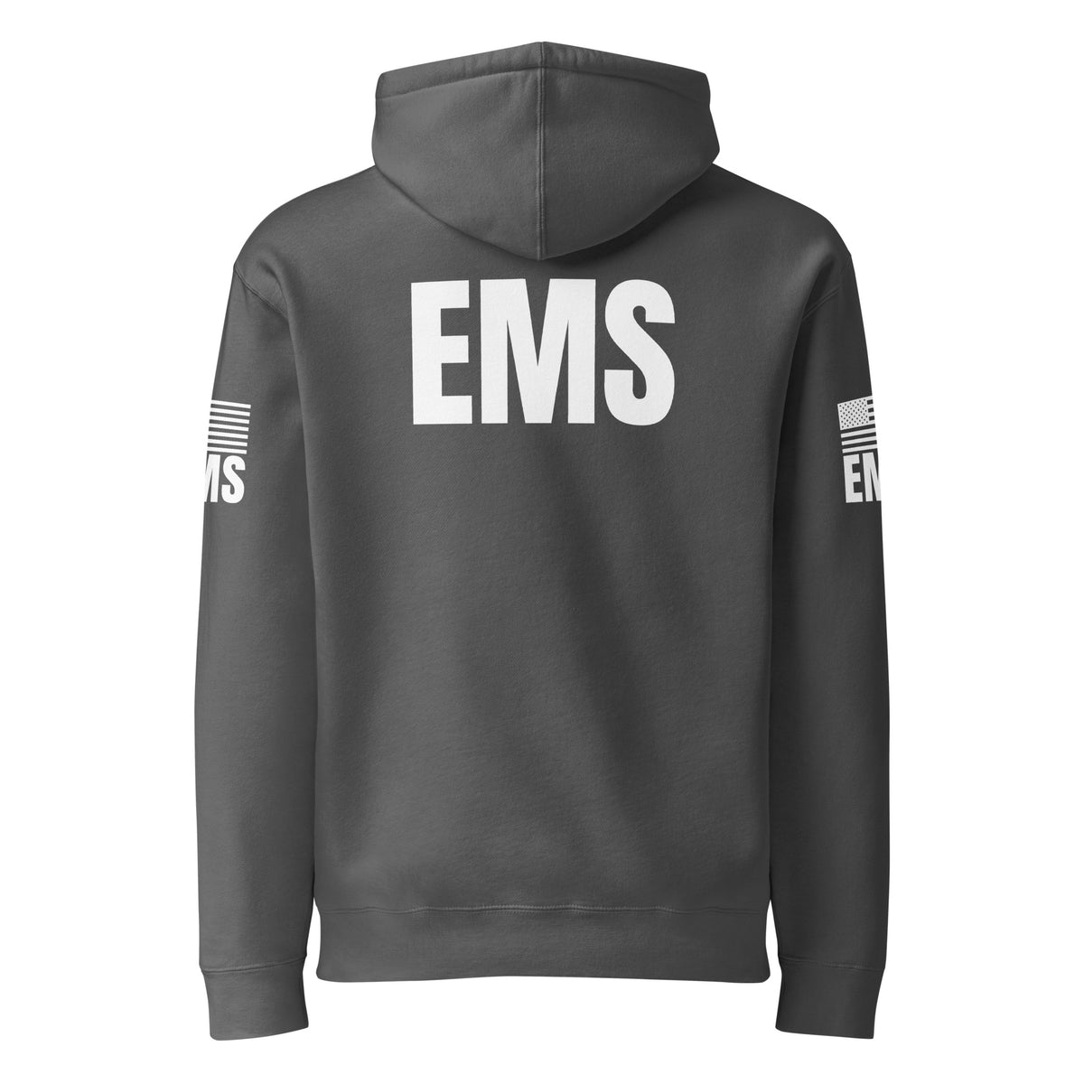 EMS — Duty Wear Heavyweight Hoodie (Flag & Sleeve Identifier) — Charcoal Solid — Back view