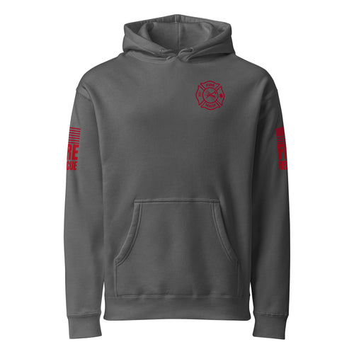 Fire Rescue heavyweight duty hoodie with dual sleeve identifiers in Charcoal Solid, front view