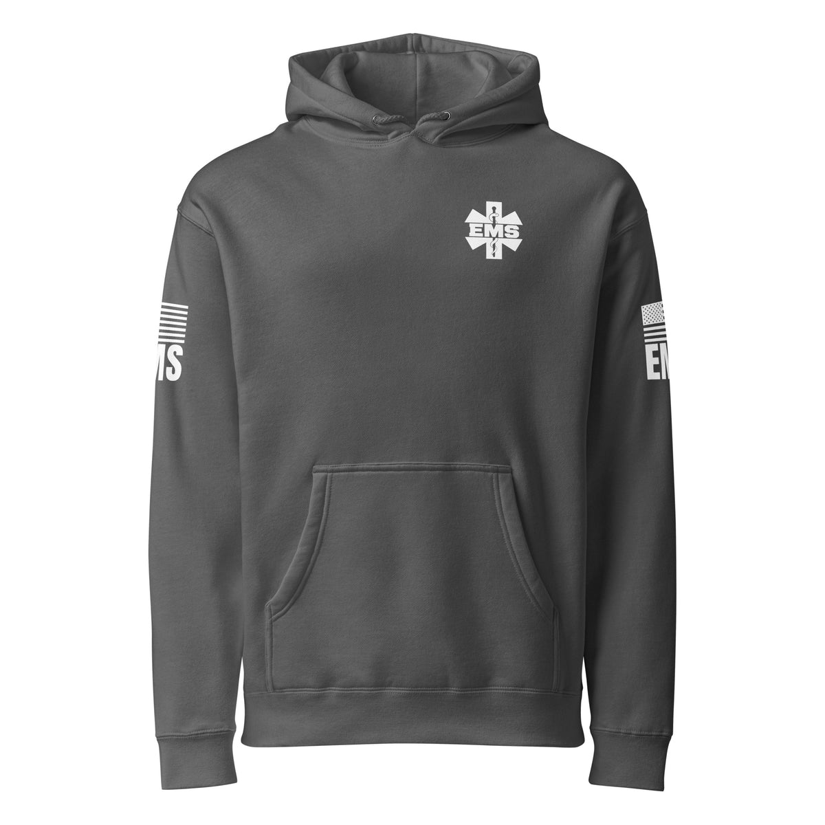 EMS — Duty Wear Heavyweight Hoodie (Flag & Sleeve Identifier) — Charcoal Solid — Front view