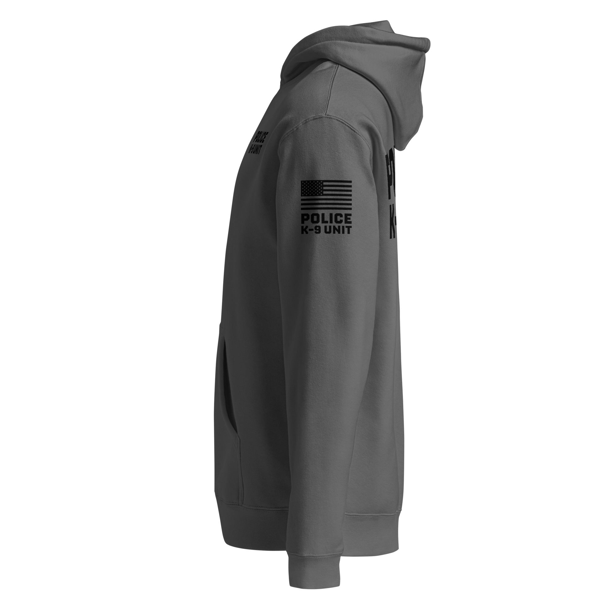 Police K-9 Unit - Heavyweight Duty Wear / RAID Hoodie (Flag & Sleeve Identifiers) in Charcoal Solid - left-side view