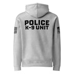 Police K-9 Unit - Heavyweight Duty Wear / RAID Hoodie (Flag & Sleeve Identifiers) in Grey Heather - back view