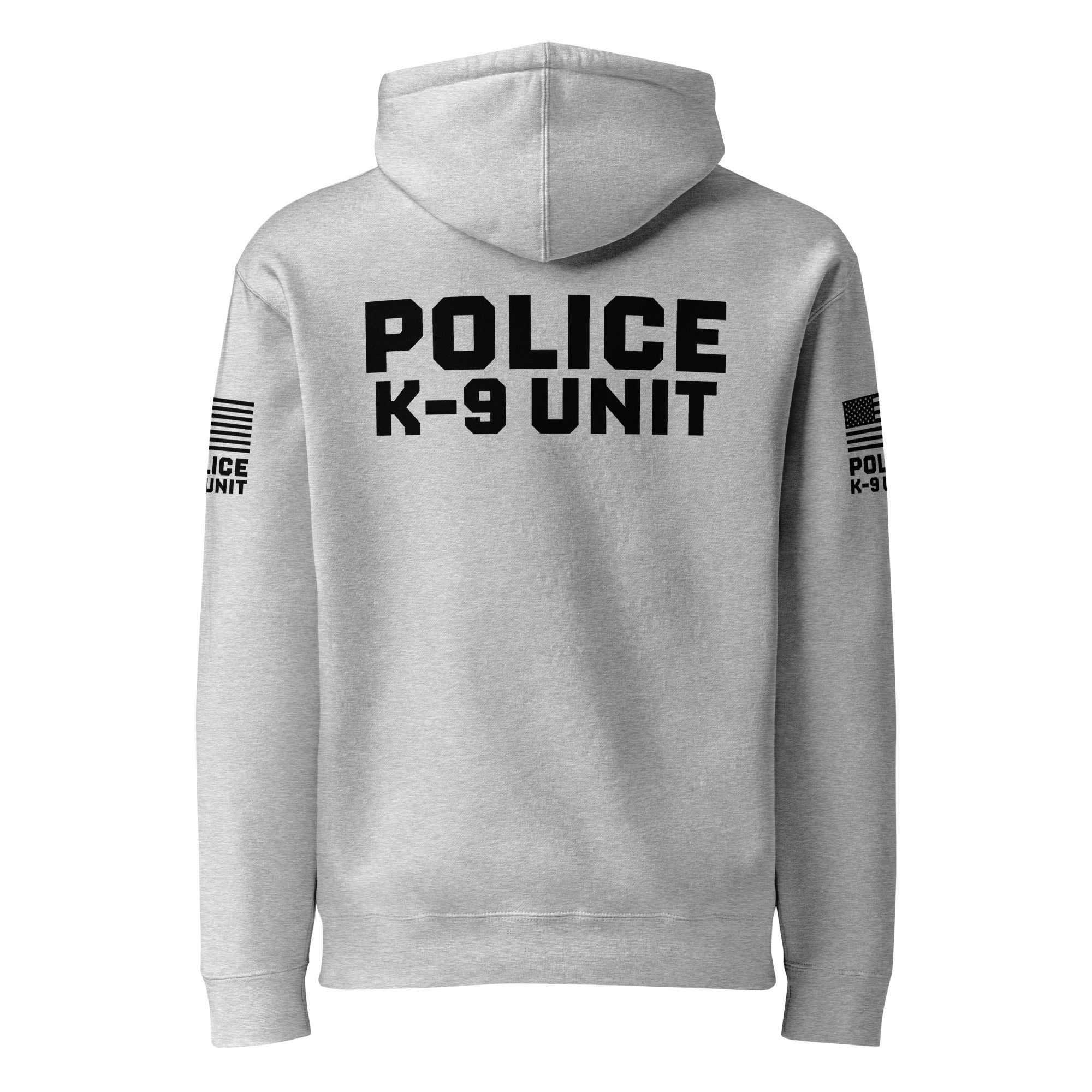 Police K-9 Unit - Heavyweight Duty Wear / RAID Hoodie (Flag & Sleeve Identifiers) in Grey Heather - back view