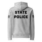 State Police — Duty Wear Heavyweight Hoodie (Flag & Sleeve Identifier) — Grey Heather — Back view