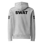 SWAT — Duty Wear Heavyweight Hoodie (Flag & Sleeve Identifier) — Grey Heather — Back view