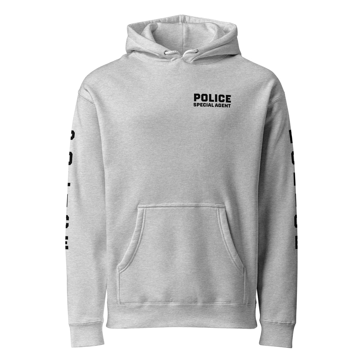Special Agent — Duty Wear Heavyweight Hoodie (Full Sleeve Identifier) — Grey Heather — Front view