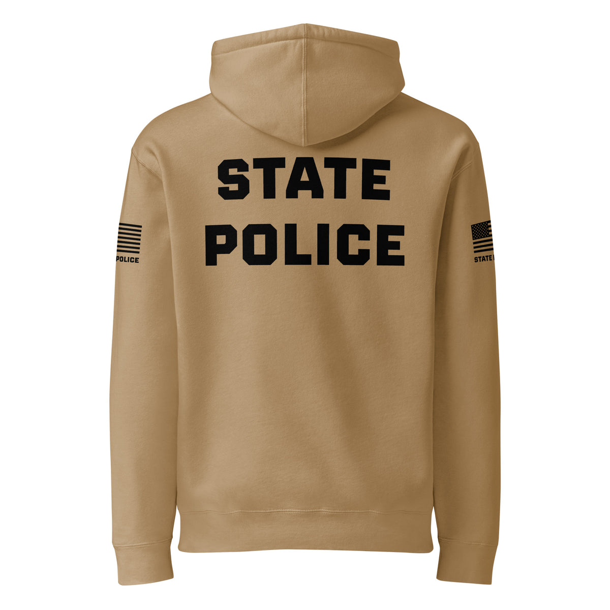 State Police — Duty Wear Heavyweight Hoodie (Flag & Sleeve Identifier) — Sandstone — Back view