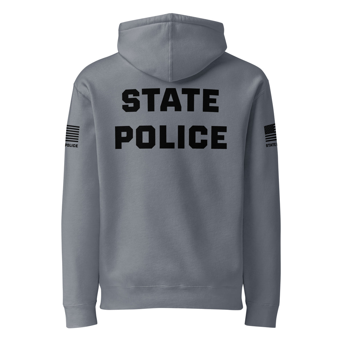 State Police — Duty Wear Heavyweight Hoodie (Flag & Sleeve Identifier) — Storm Blue — Back view