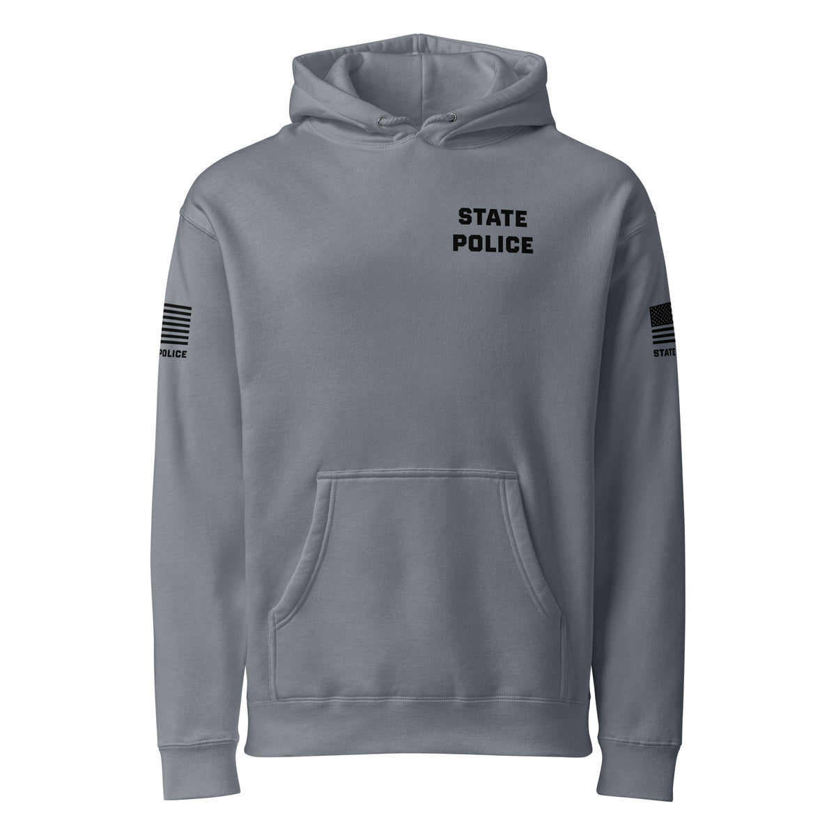 State Police — Duty Wear Heavyweight Hoodie (Flag & Sleeve Identifier) — Storm Blue — Front view