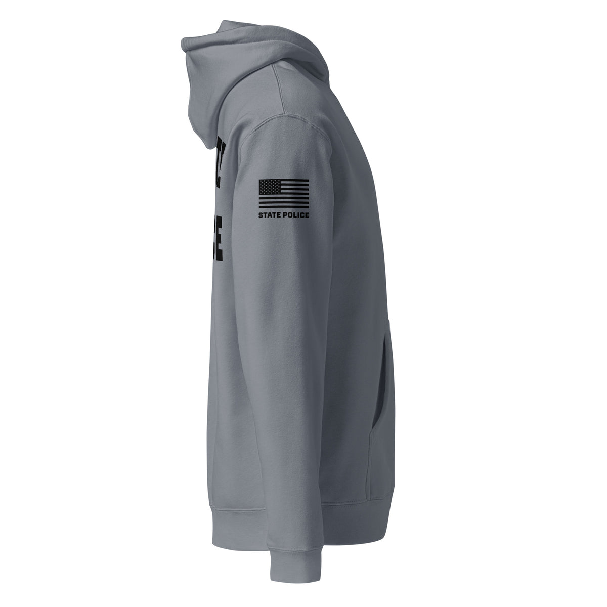 State Police — Duty Wear Heavyweight Hoodie (Flag & Sleeve Identifier) — Storm Blue — Right-side view