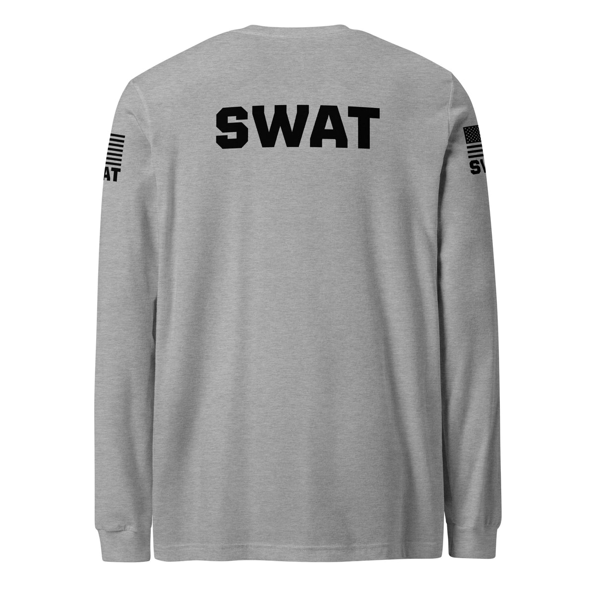 SWAT — Duty Wear Long Sleeve Shirt (Flag & Sleeve Identifier) — Athletic Heather — Back view