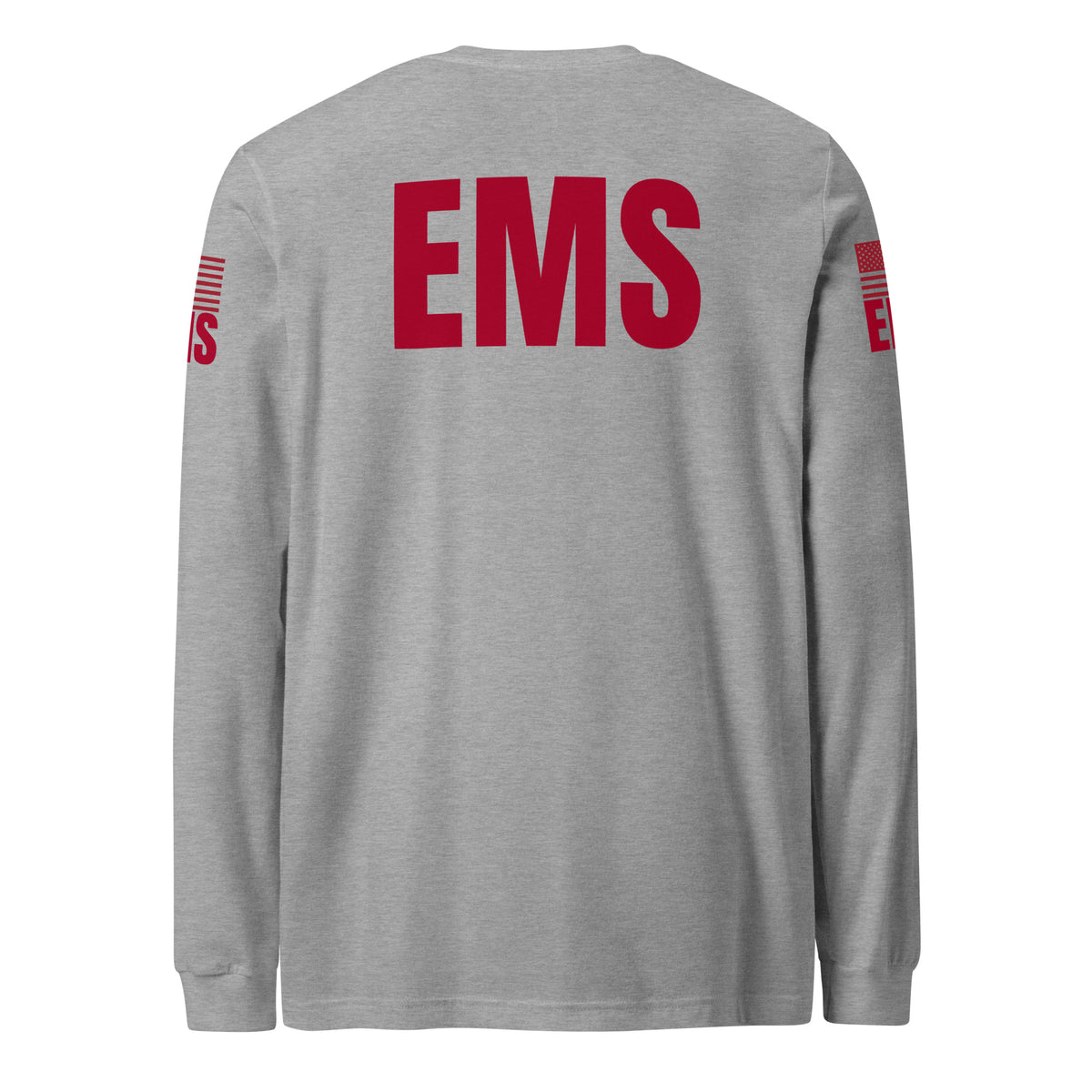 EMS — Duty Wear Long Sleeve Shirt (Flag & Sleeve Identifier) — Athletic Heather — Back view