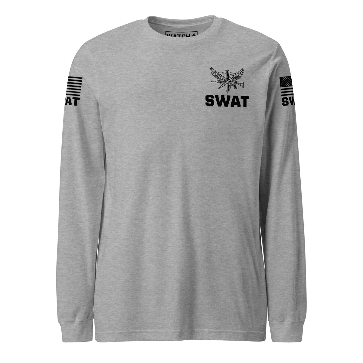 SWAT — Duty Wear Long Sleeve Shirt (Flag & Sleeve Identifier) — Athletic Heather — Front view