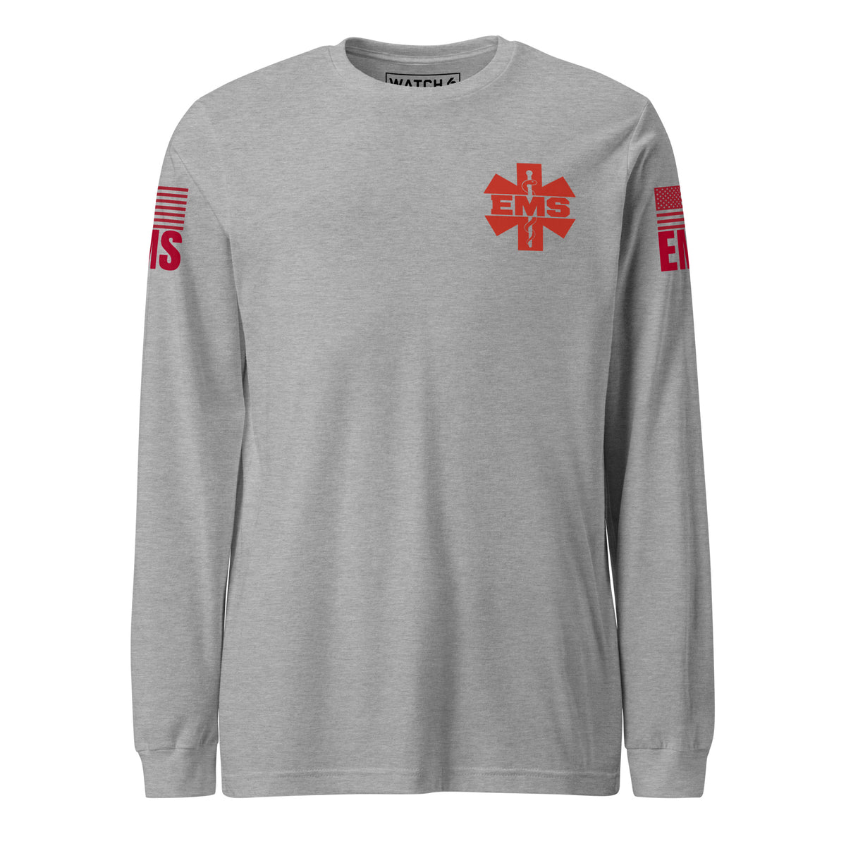 EMS — Duty Wear Long Sleeve Shirt (Flag & Sleeve Identifier) — Athletic Heather — Front view