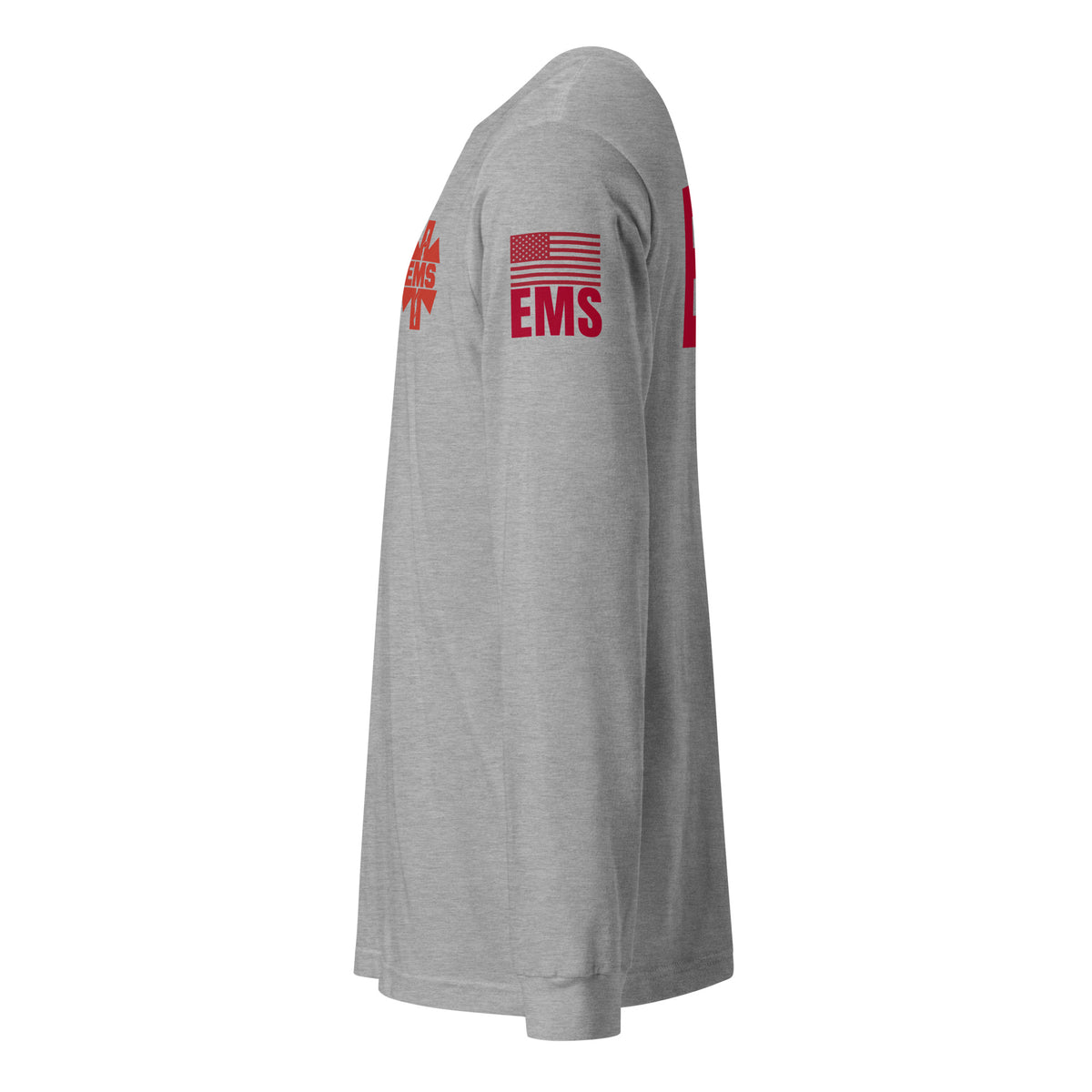 EMS — Duty Wear Long Sleeve Shirt (Flag & Sleeve Identifier) — Athletic Heather — Left-side view