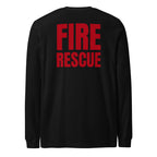 Fire Rescue long sleeve duty shirt with full sleeve identifiers in Black, back view
