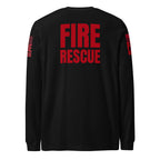 Fire Rescue long sleeve duty shirt with dual sleeve identifiers in Black, back view