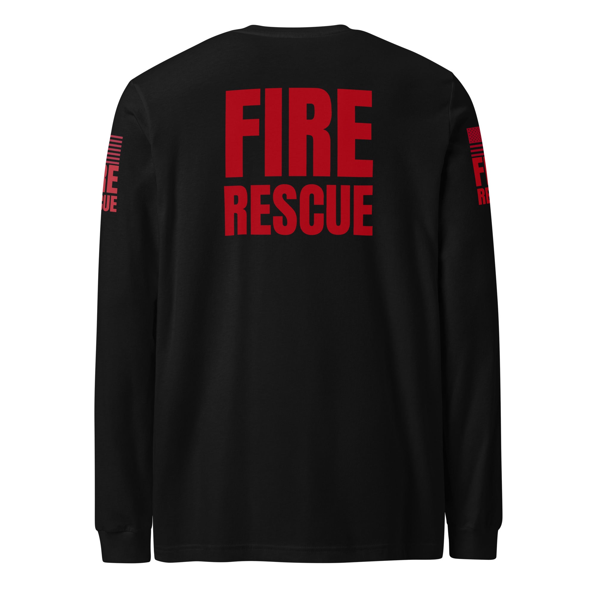 Fire Rescue long sleeve duty shirt with dual sleeve identifiers in Black, back view