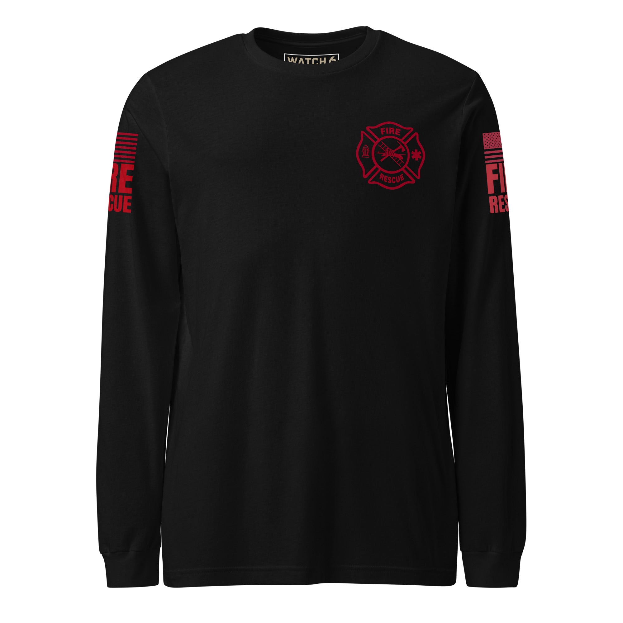 Fire Rescue — Duty Wear Long Sleeve Shirt, in Black, front view