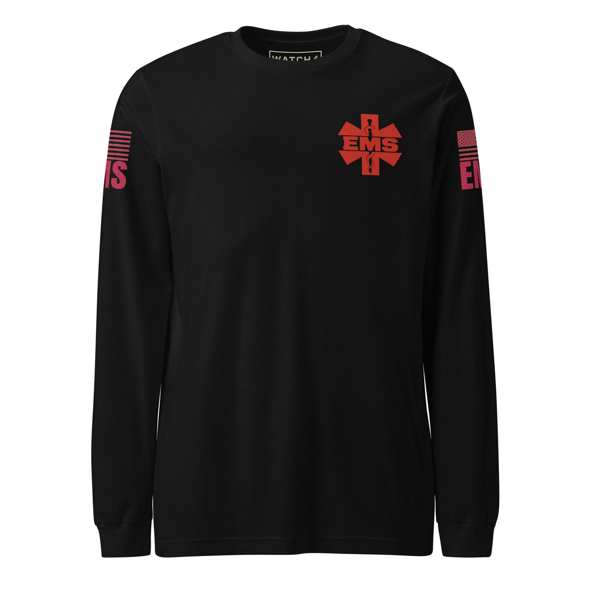 EMS — Duty Wear Long Sleeve Shirt (Flag & Sleeve Identifier) — Black — Front view