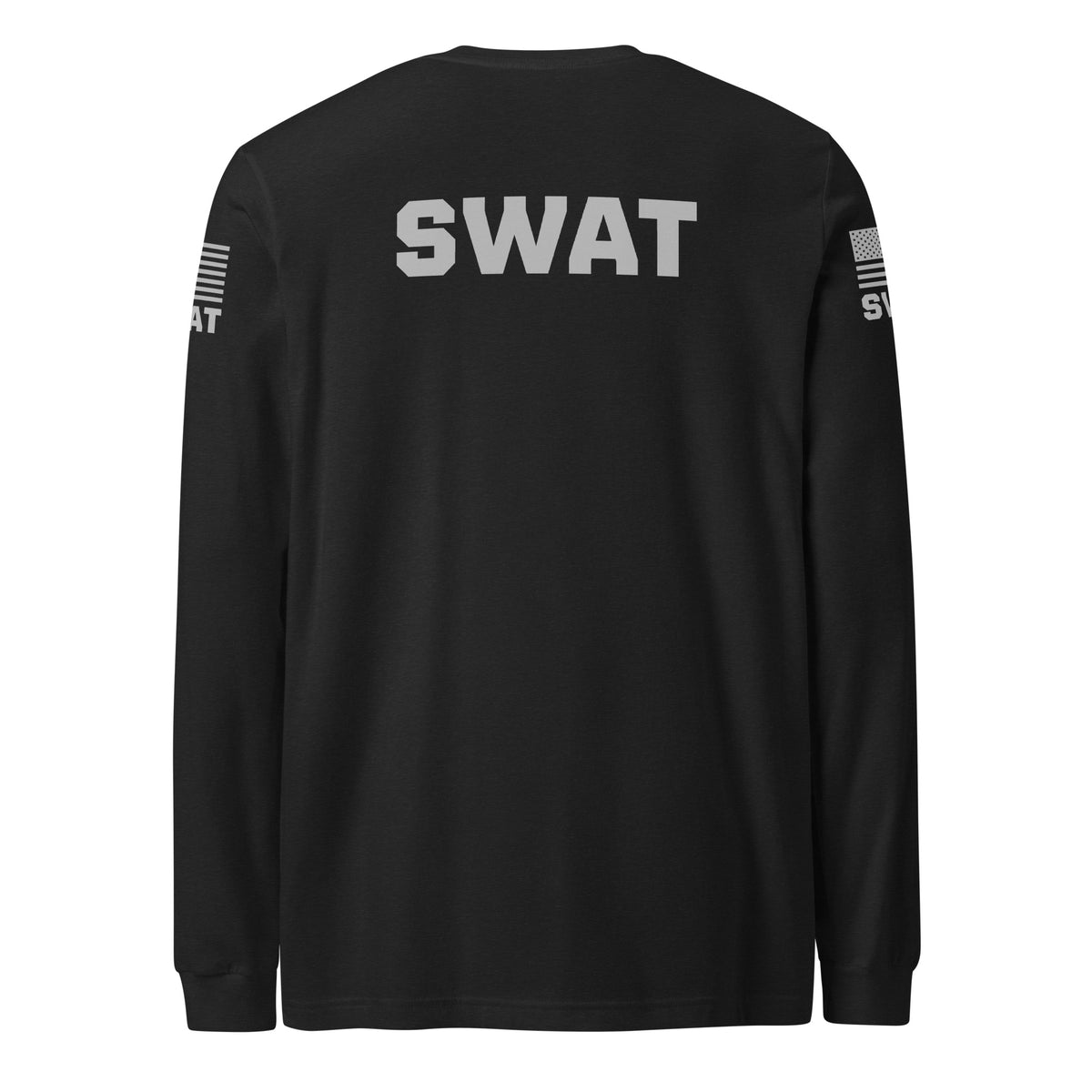 SWAT — Duty Wear Long Sleeve Shirt (Flag & Sleeve Identifier) — Black Heather — Back view