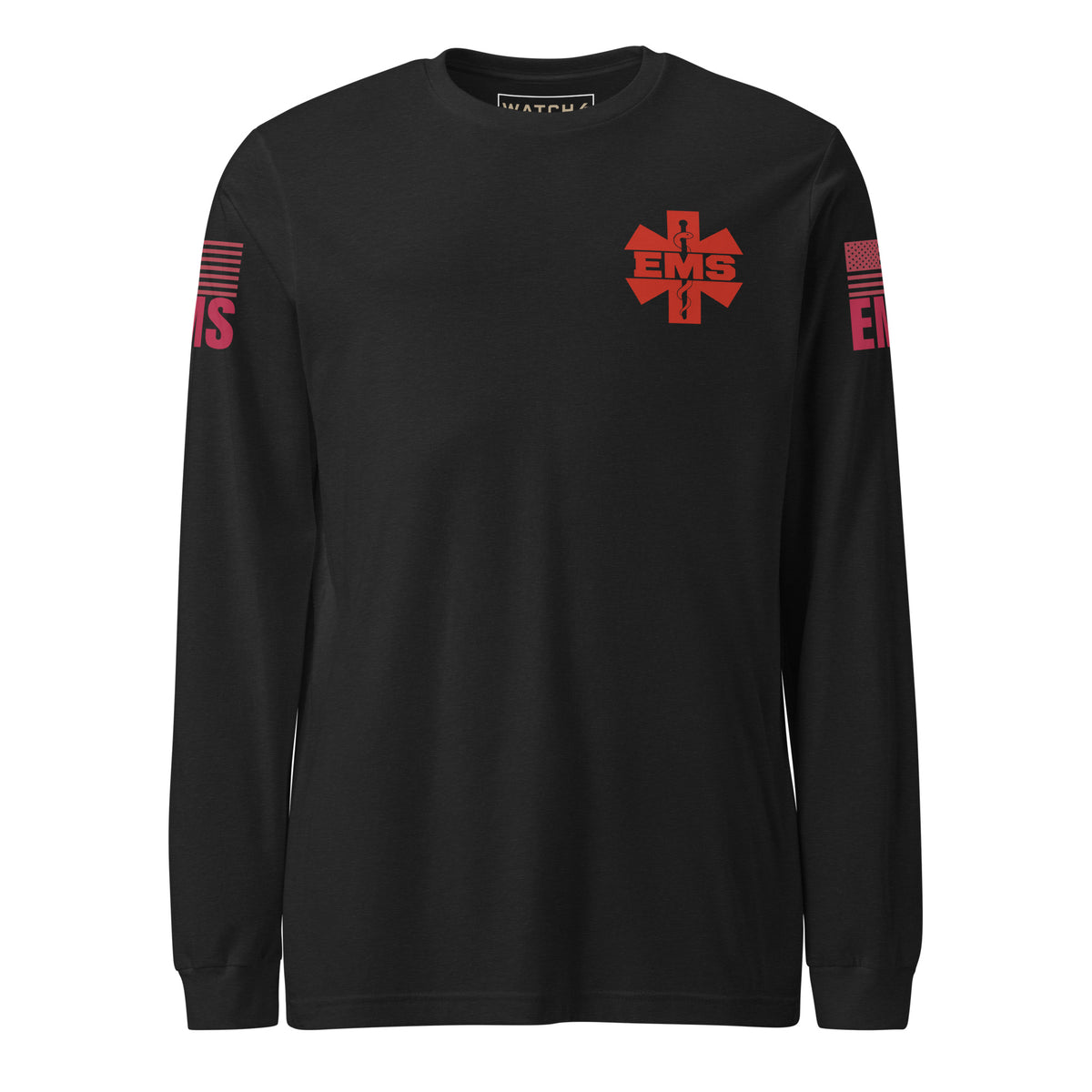 EMS — Duty Wear Long Sleeve Shirt (Flag & Sleeve Identifier) — Black Heather — Front view