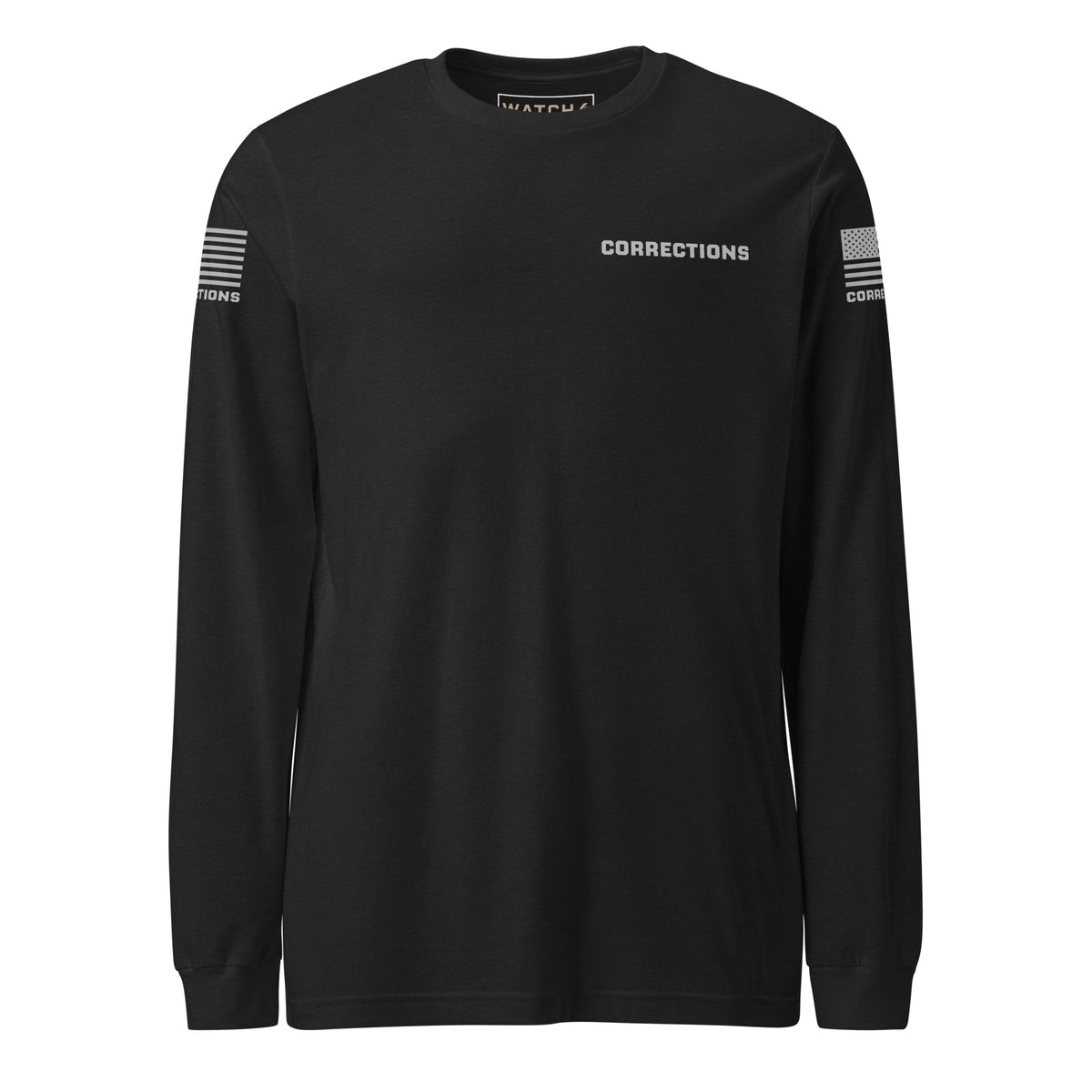 Corrections — Duty Wear Long Sleeve Shirt (Flag & Sleeve Identifier) — Black Heather — Front view