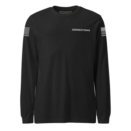 Corrections — Duty Wear Long Sleeve Shirt (Flag & Sleeve Identifier) — Black Heather — Front view