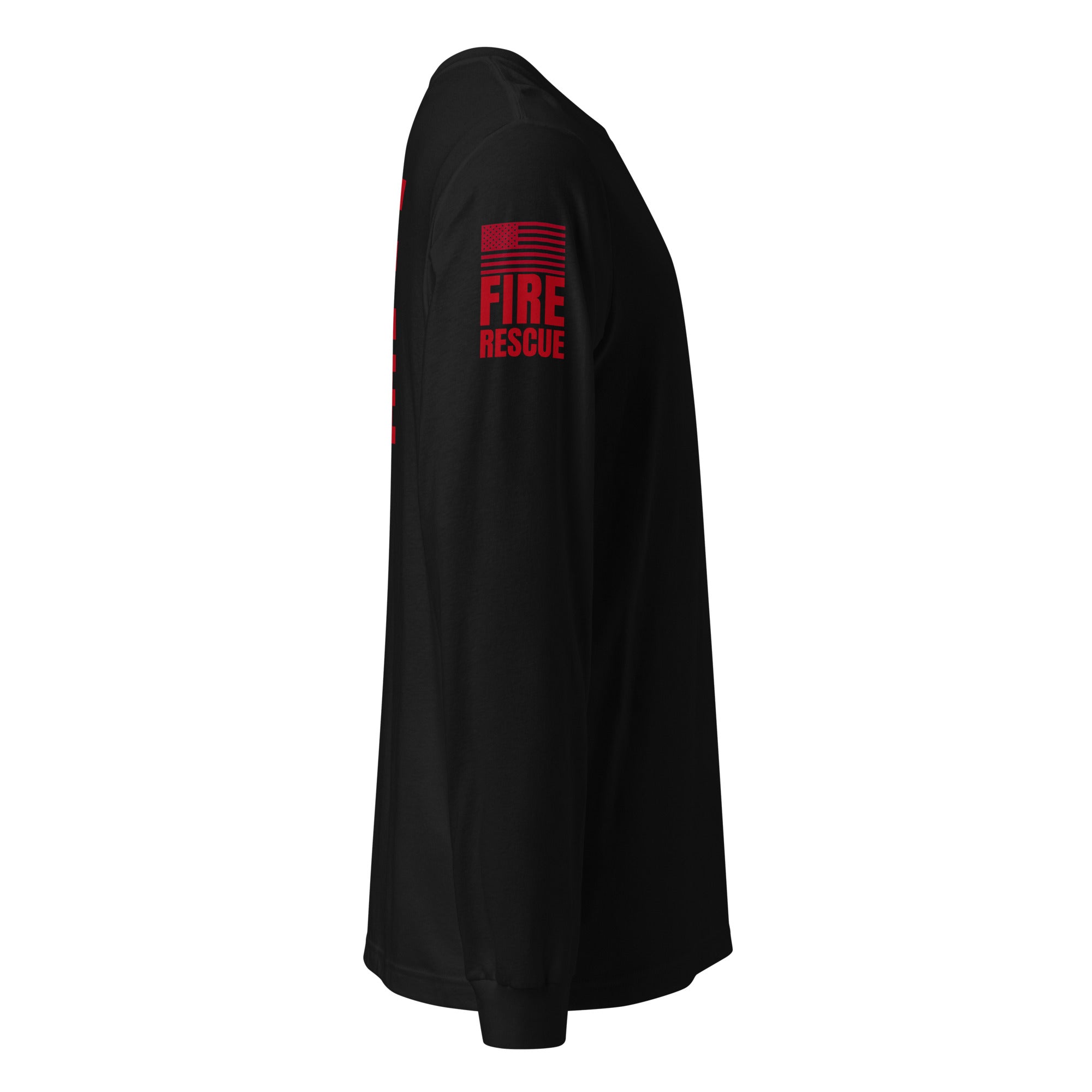 Fire Rescue long sleeve duty shirt with dual sleeve identifiers in Black, right view