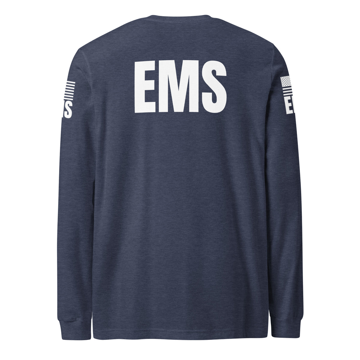 EMS — Duty Wear Long Sleeve Shirt (Flag & Sleeve Identifier) — Heather Navy — Back view