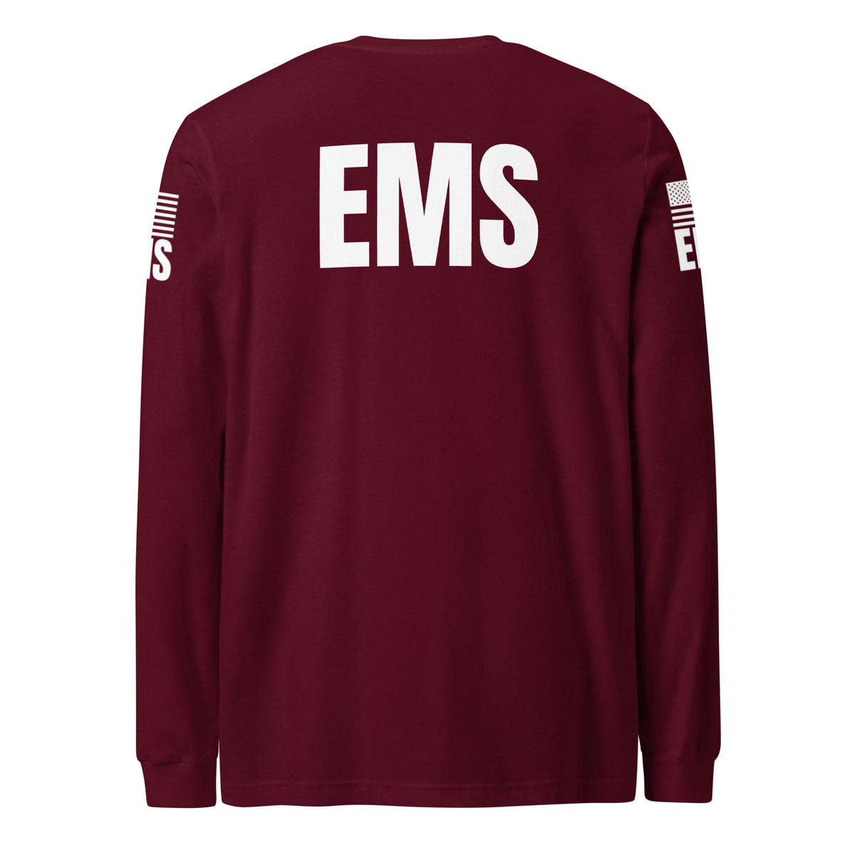 EMS — Duty Wear Long Sleeve Shirt (Flag & Sleeve Identifier) — Maroon — Back view