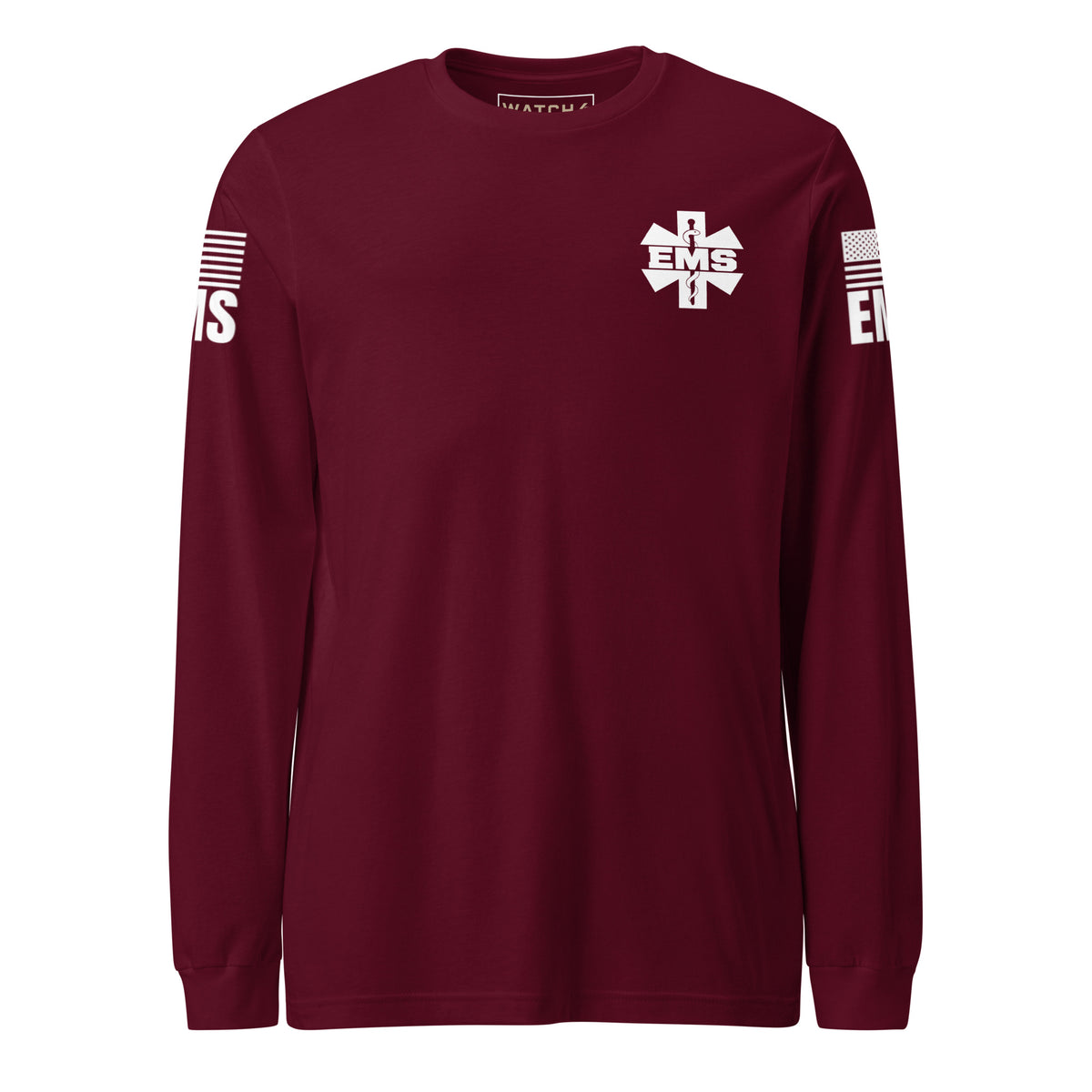 EMS — Duty Wear Long Sleeve Shirt (Flag & Sleeve Identifier) — Maroon — Front view