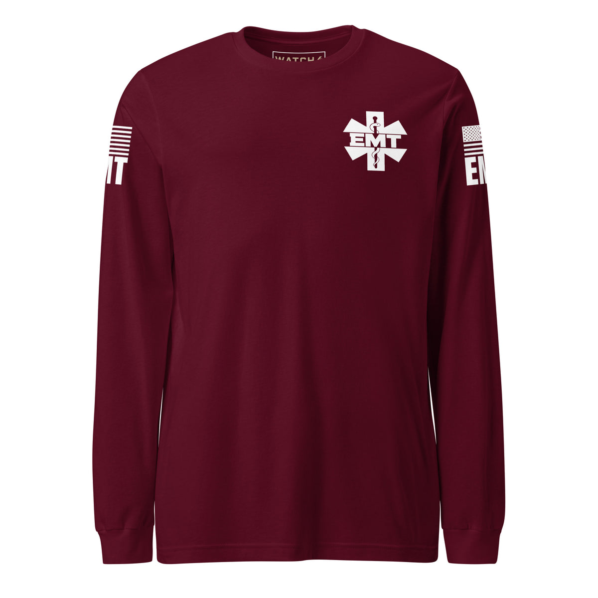EMT — Duty Wear Long Sleeve Shirt in Maroon, front view