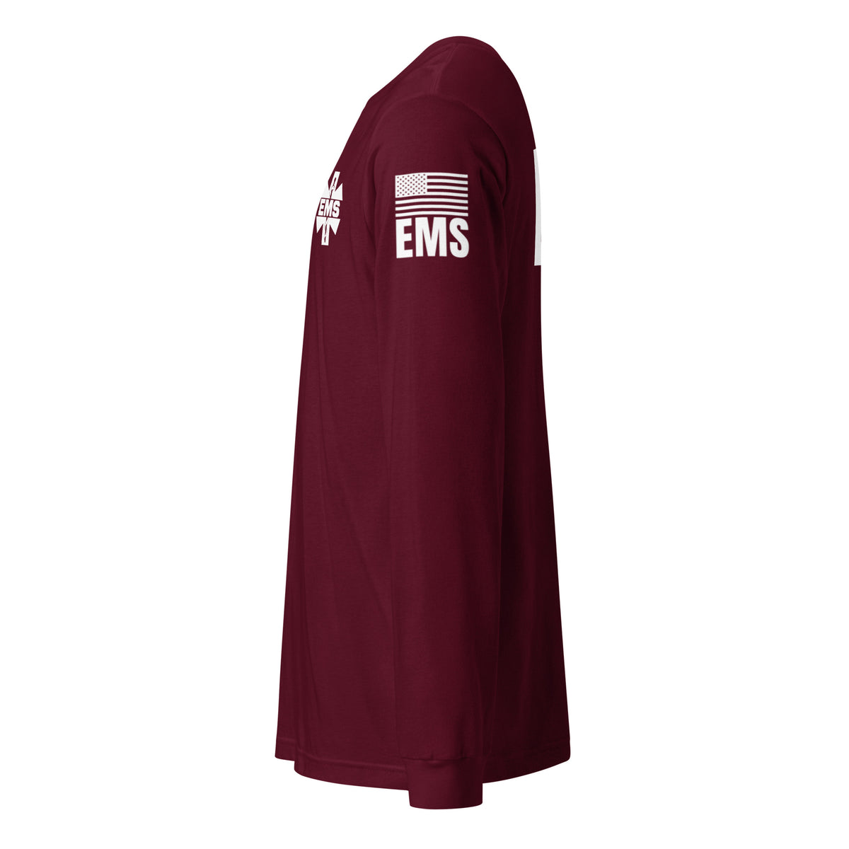 EMS — Duty Wear Long Sleeve Shirt (Flag & Sleeve Identifier) — Maroon — Left-side view