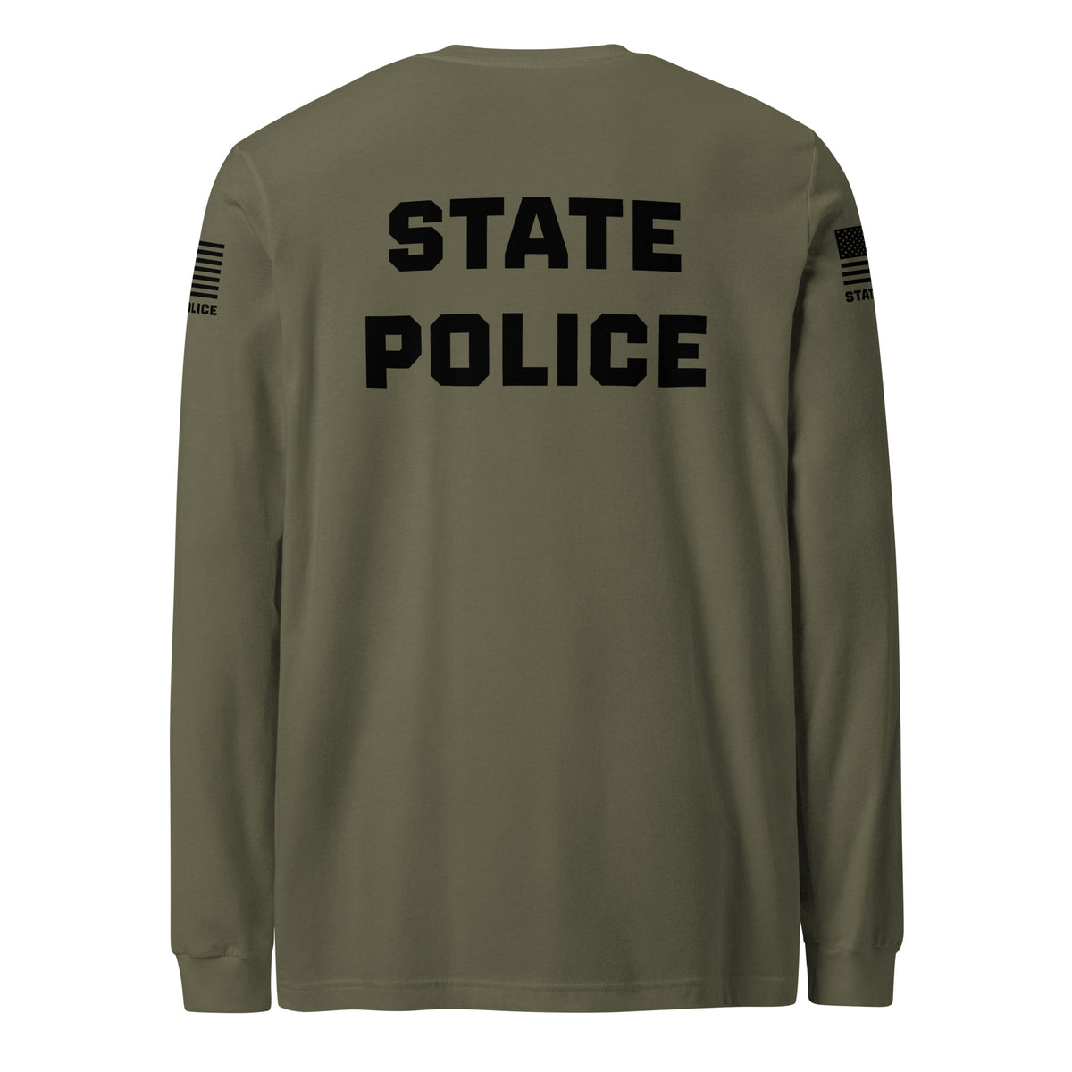 State Police — Duty Wear Long Sleeve Shirt (Flag & Sleeve Identifier) — Military Green — Back view