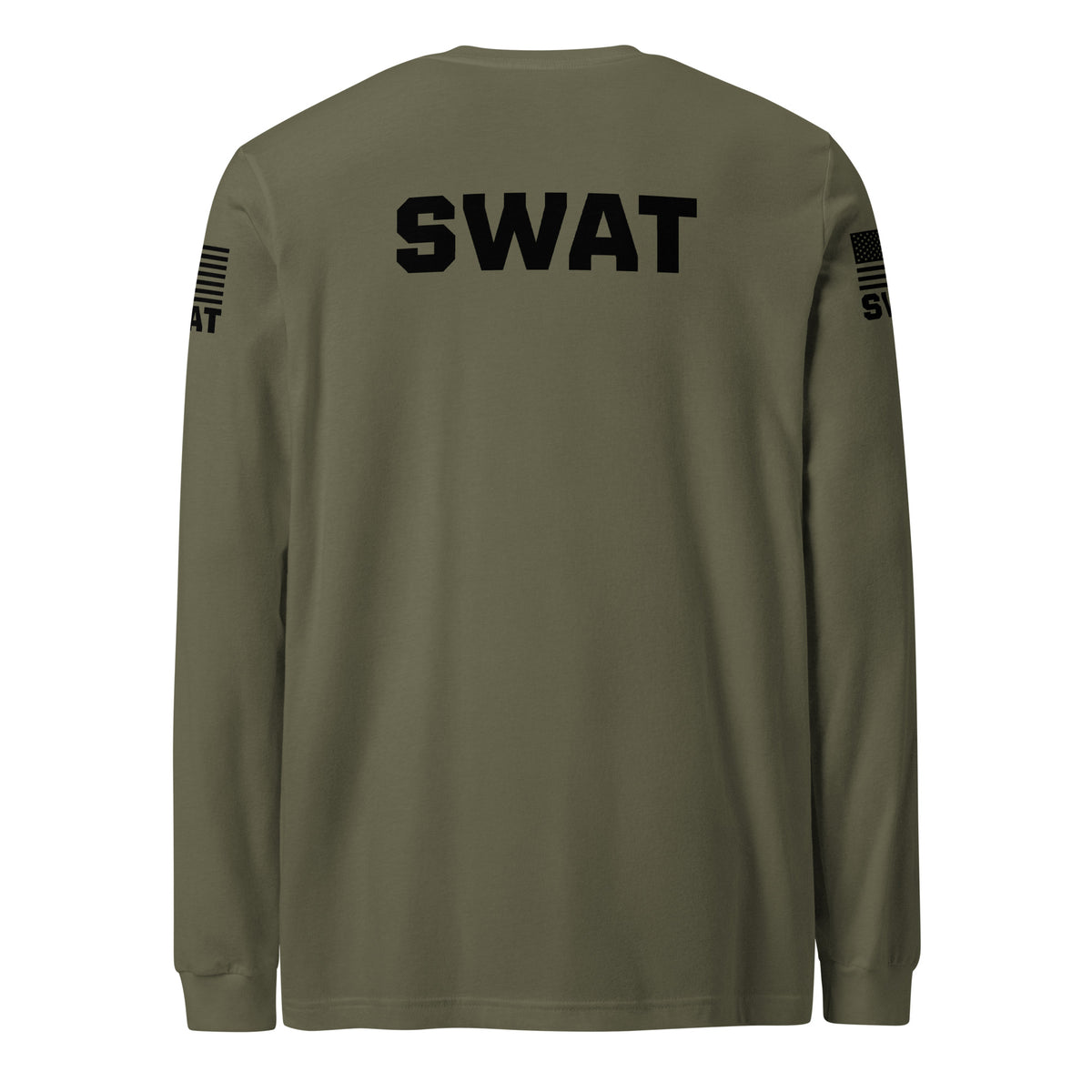 SWAT — Duty Wear Long Sleeve Shirt (Flag & Sleeve Identifier) — Military Green — Back view