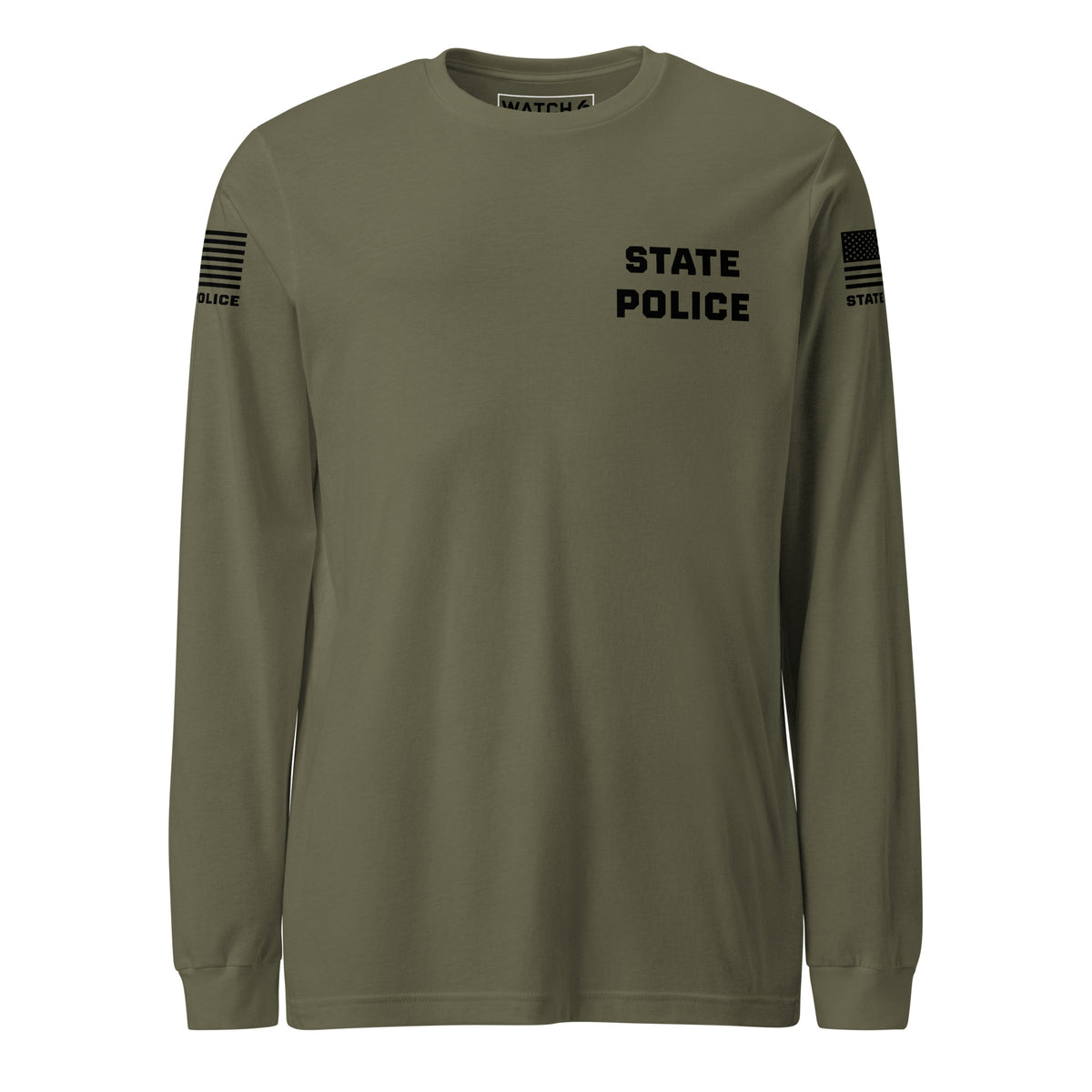 State Police — Duty Wear Long Sleeve Shirt (Flag & Sleeve Identifier) — Military Green — Front view