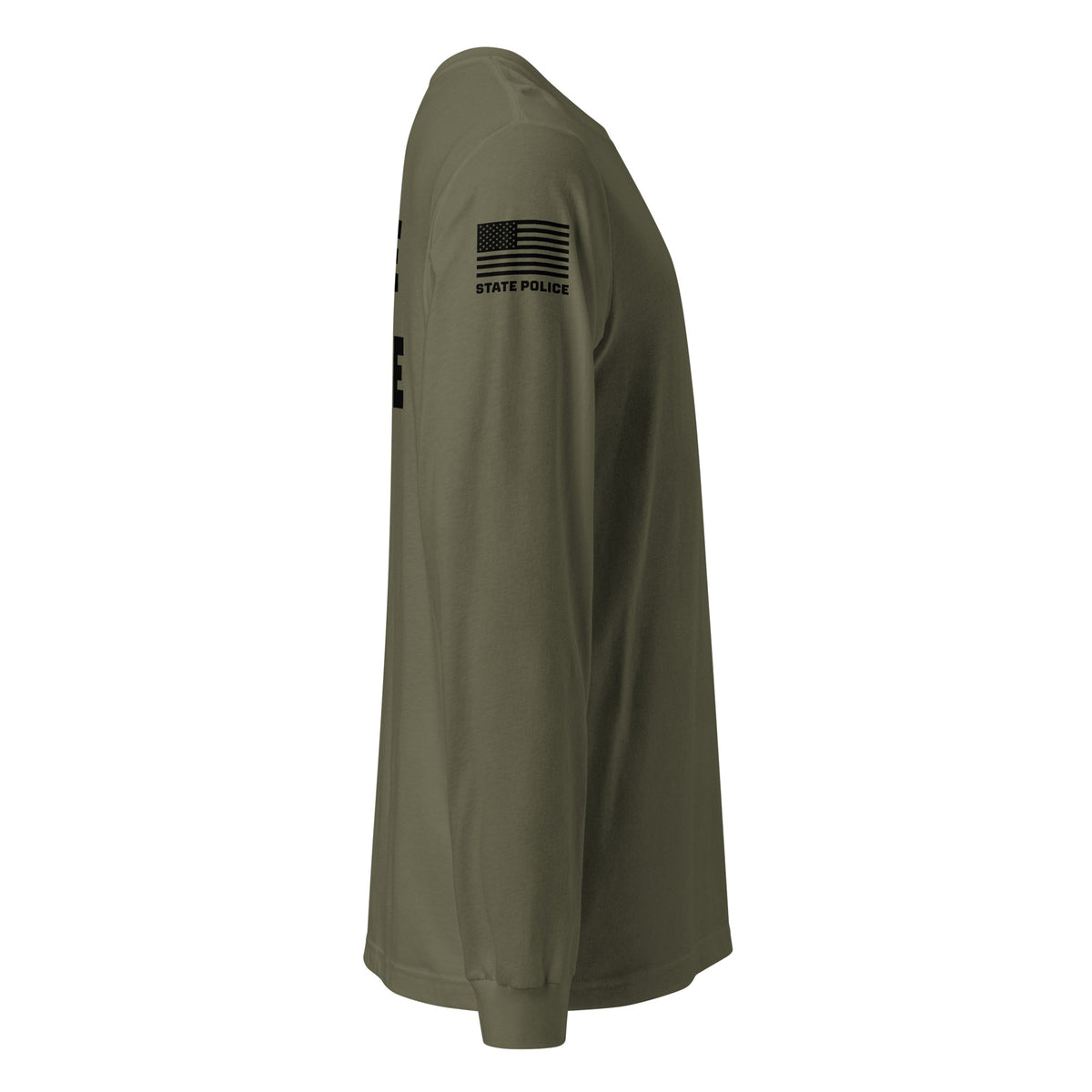State Police — Duty Wear Long Sleeve Shirt (Flag & Sleeve Identifier) — Military Green — Right-side view
