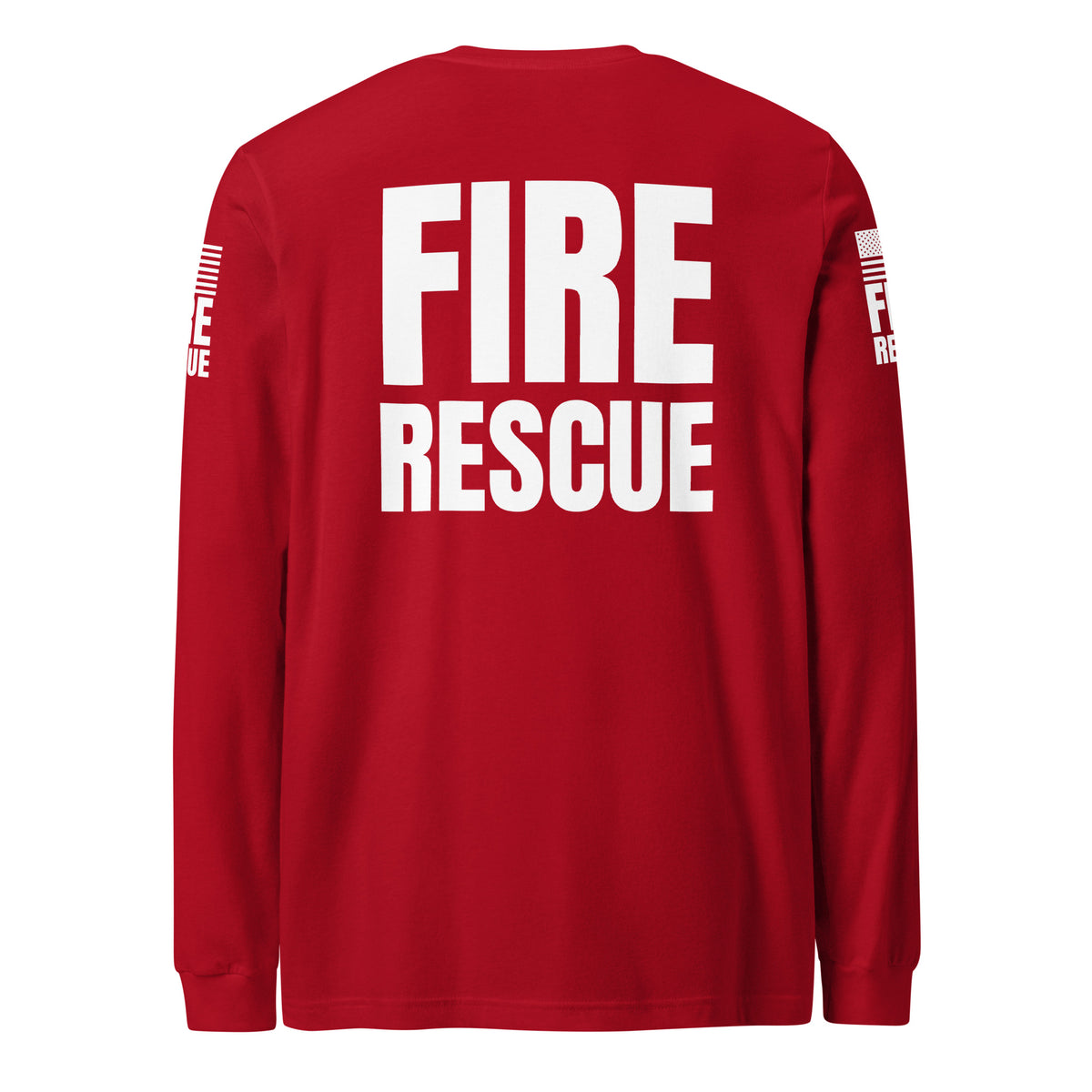 Fire Rescue — Duty Wear Long Sleeve Shirt — Red, back view