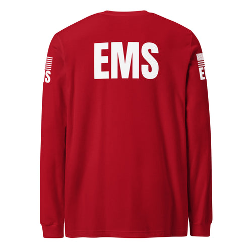 EMS — Duty Wear Long Sleeve Shirt (Flag & Sleeve Identifier) — Red — Back view