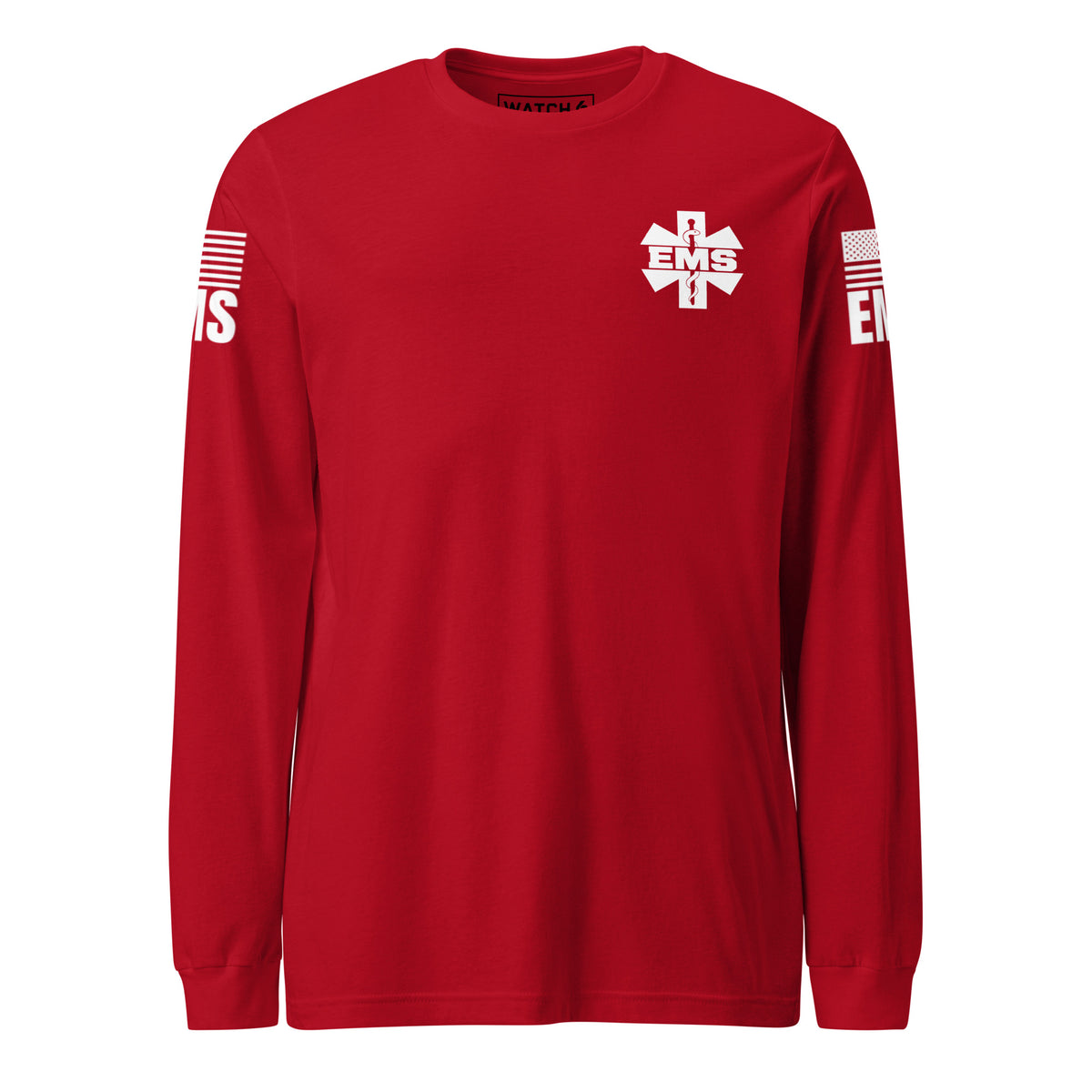 EMS — Duty Wear Long Sleeve Shirt (Flag & Sleeve Identifier) — Red — Front view