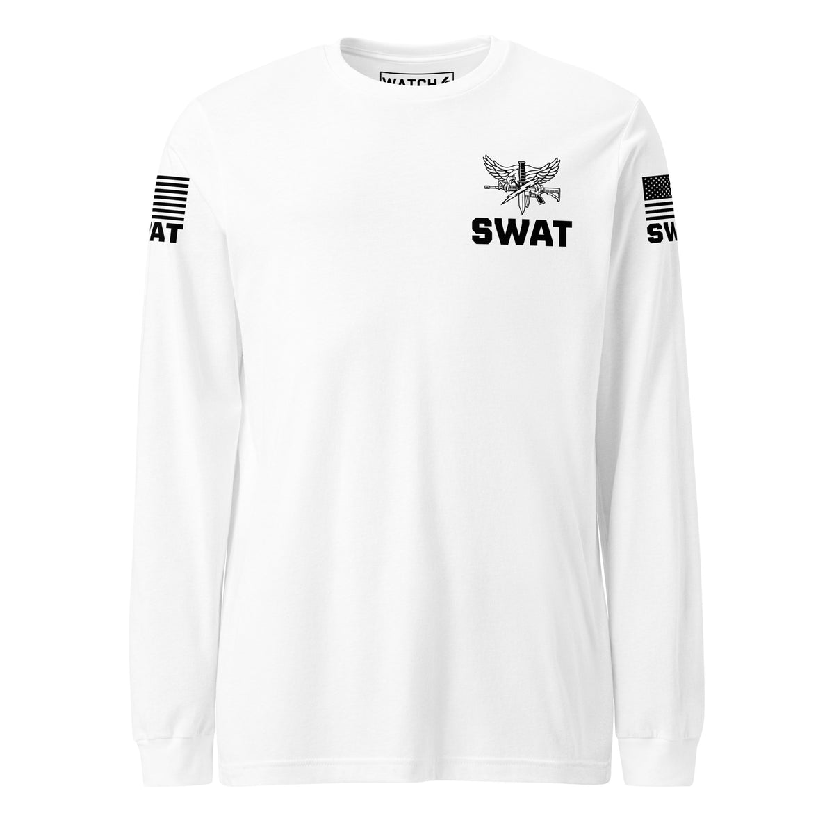 SWAT — Duty Wear Long Sleeve Shirt (Flag & Sleeve Identifier) — White — Front view